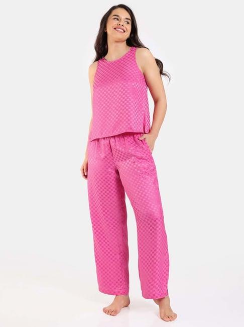 zivame pink printed top pyjamas set