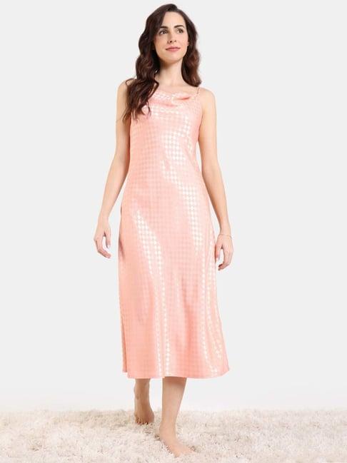 zivame pink printed night dress