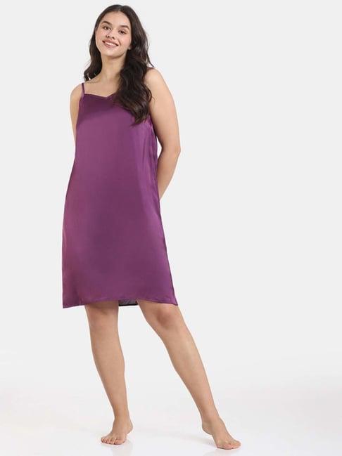 zivame purple regular fit night dress