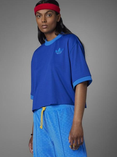 adidas originals blue logo print t-shirt