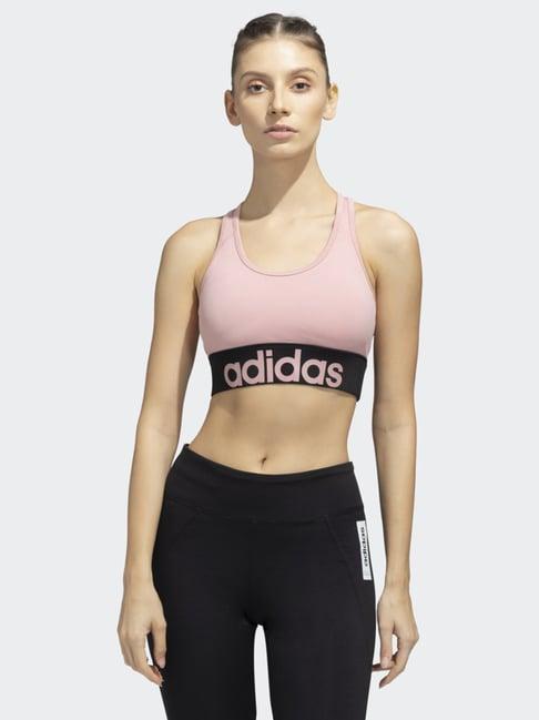 adidas pink logo print sports bra