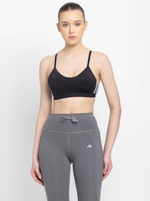 adidas black logo print sports bra