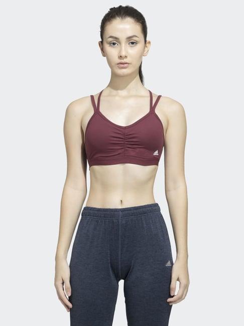 adidas maroon logo print sports bra