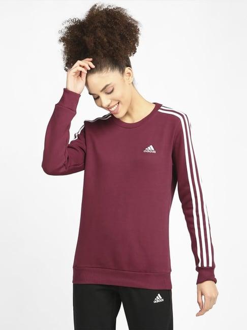 adidas purple cotton striped sports sweatshirt