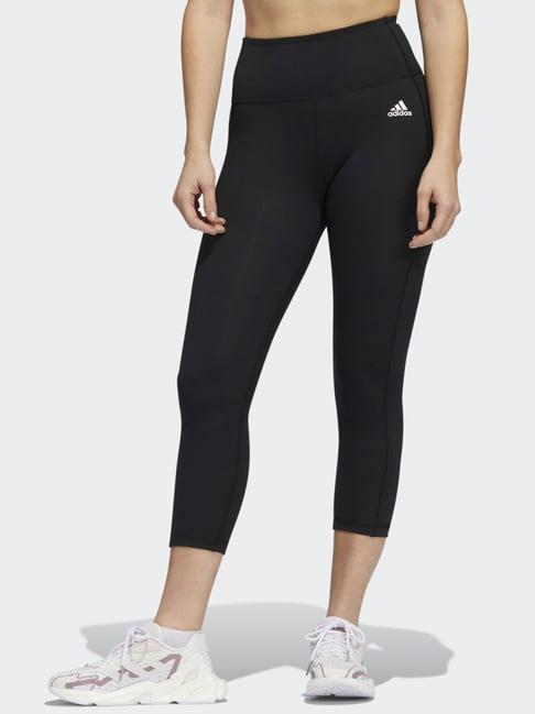 adidas black logo print sports tights