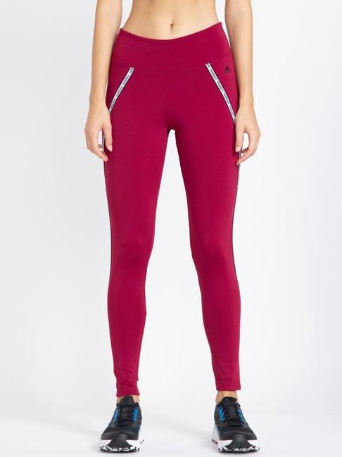 adidas maroon logo print sports tights