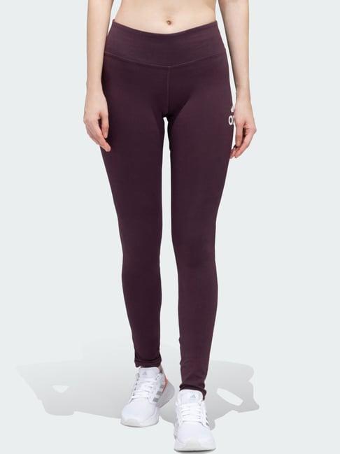 adidas purple cotton logo print sports tights