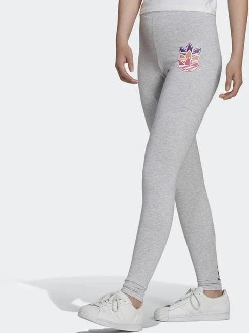 adidas originals grey cotton mid rise sports tights