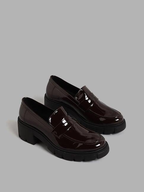 luna blu by westside wine chunky heel loafers