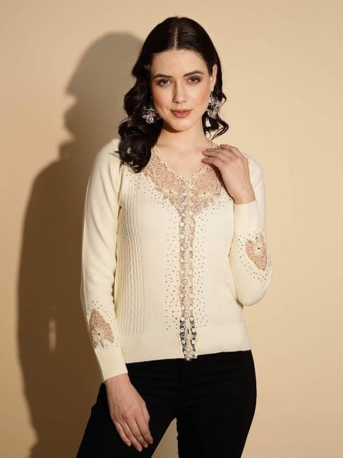 global republic cream embellished cardigan