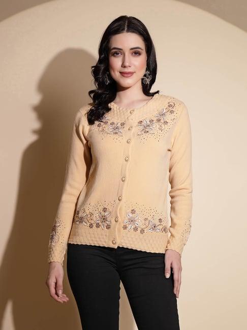 global republic beige embellished cardigan