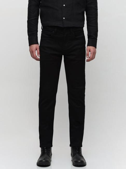 selected homme black regular fit lightly washed jeans