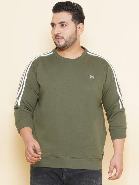 john pride olive regular fit plus size striped sweatshirt