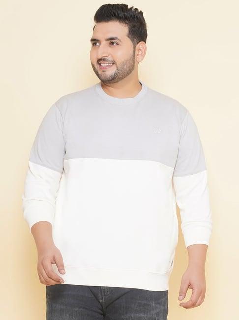 john pride white & grey regular fit plus size sweatshirt