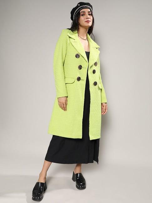 campus sutra green regular fit coat