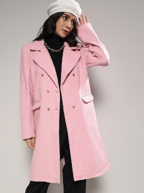 campus sutra pink regular fit coat