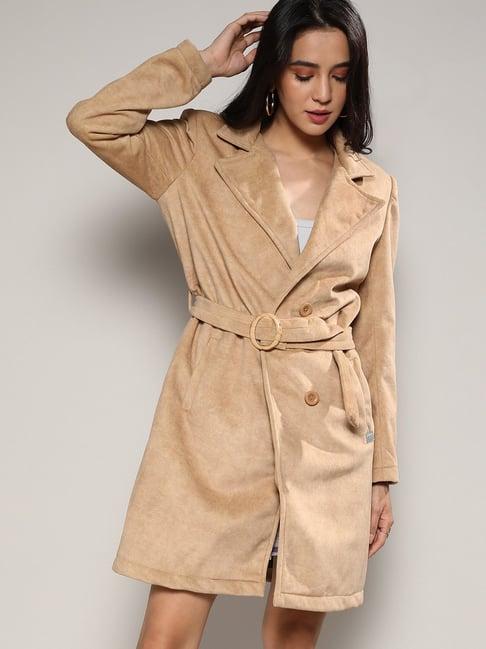 campus sutra beige regular fit coat