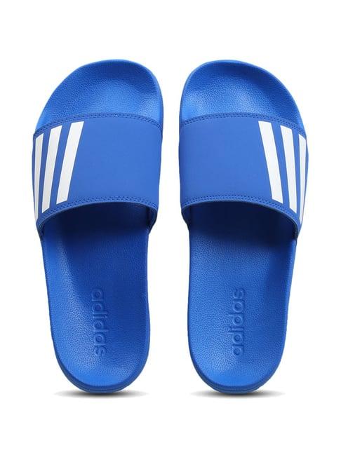 adidas men's swenn blue slides