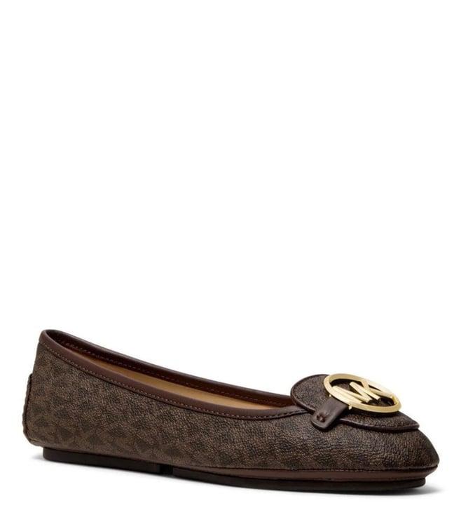 michael michael kors women's lillie logo brown ballerinas