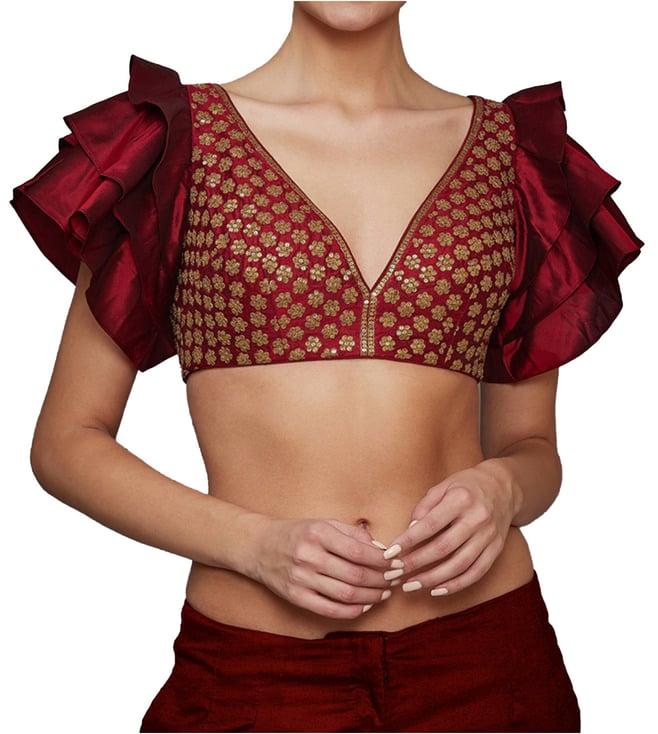 ri.ritu kumar burgundy embellished blouse