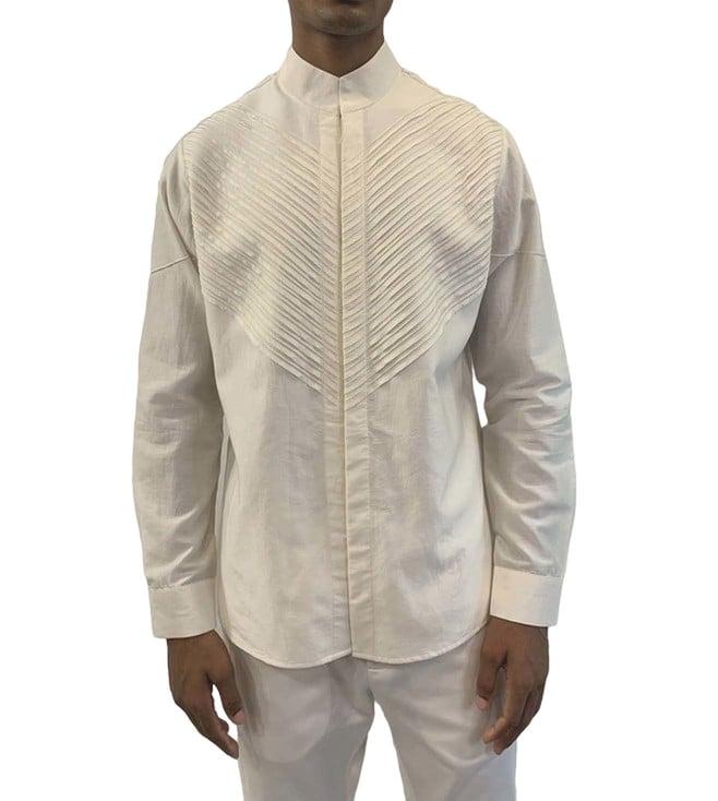 antar agni ivory slant shirt