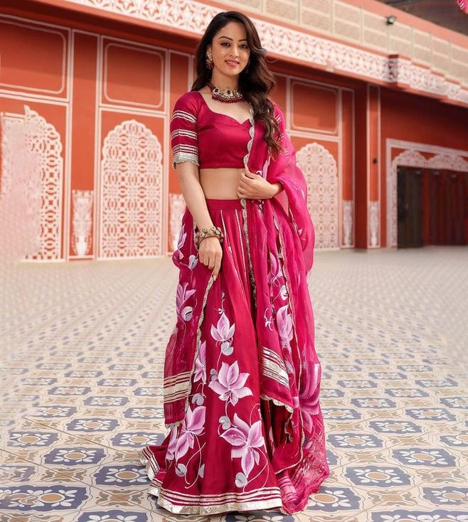 aachho pink hand painted lehenga set