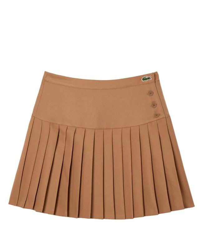 lacoste brown regular fit pleated skirt