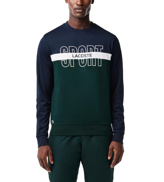 lacoste blue logo classic fit ripstop tennis sweatshirt