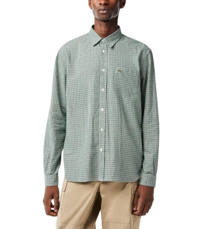 lacoste green checked regular fit shirt