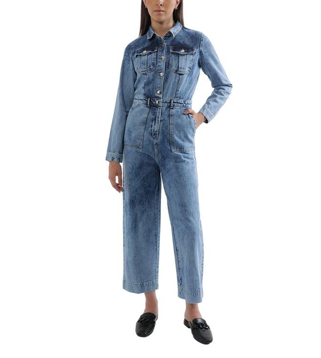 elle mid blue relaxed fit jumpsuit