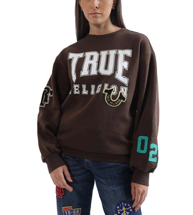 true religion brown logo regular fit sweatshirt