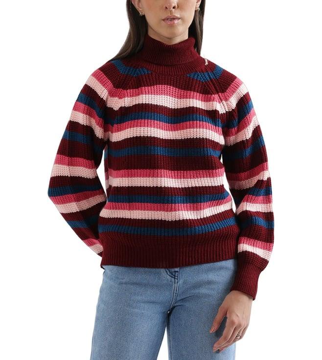 elle multicolor striped relaxed fit pullover