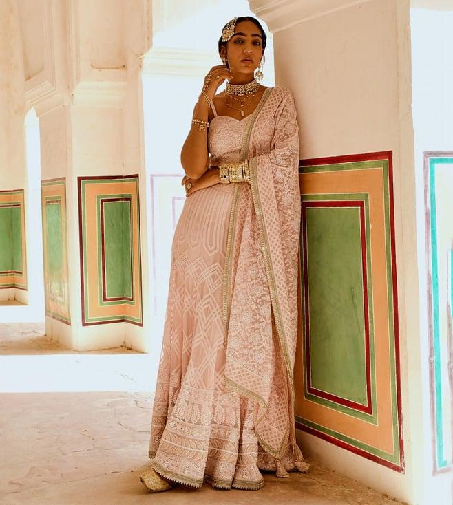 karaj jaipur pink inaayat lehenga with blouse and dupatta