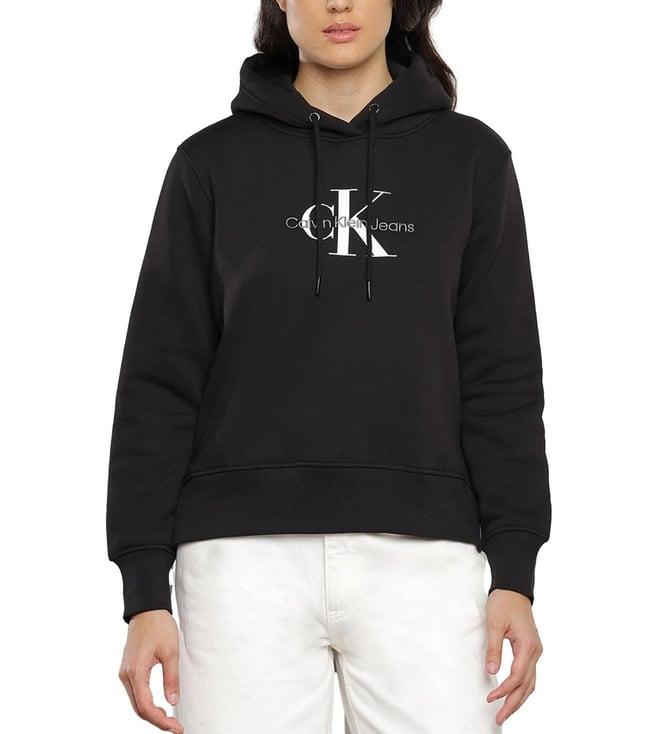 calvin klein black logo regular fit hoodie