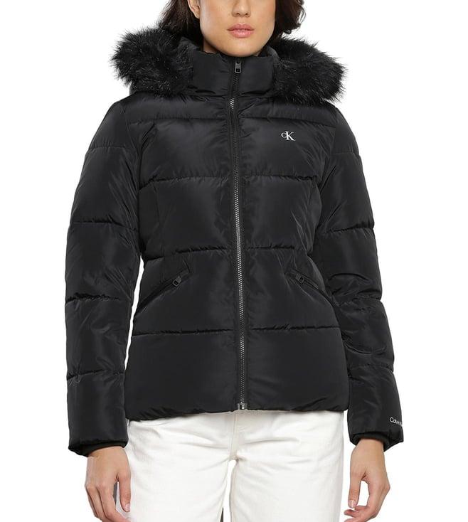 calvin klein black quilted slim fit puffer jacket