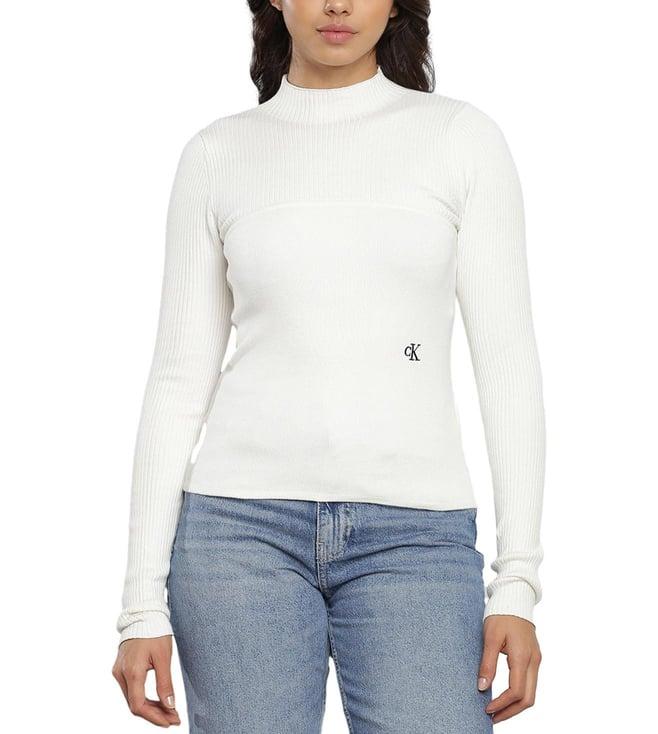 calvin klein ivory self slim fit sweater