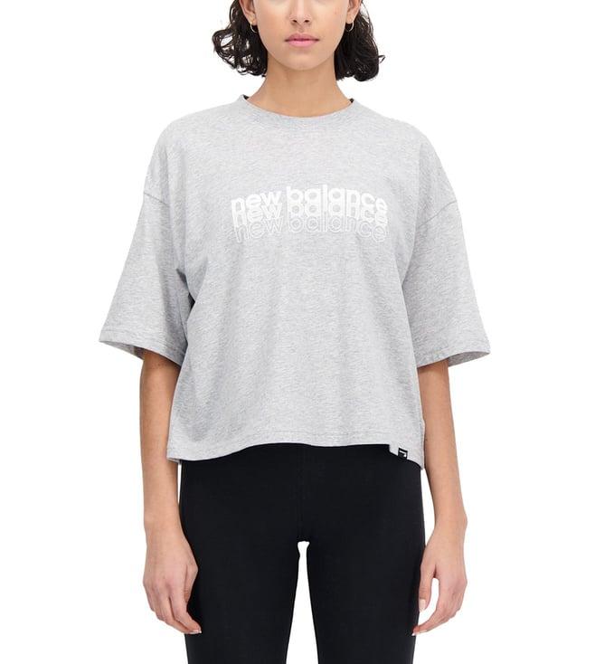 new balance athletic grey logo regular fit t-shirt