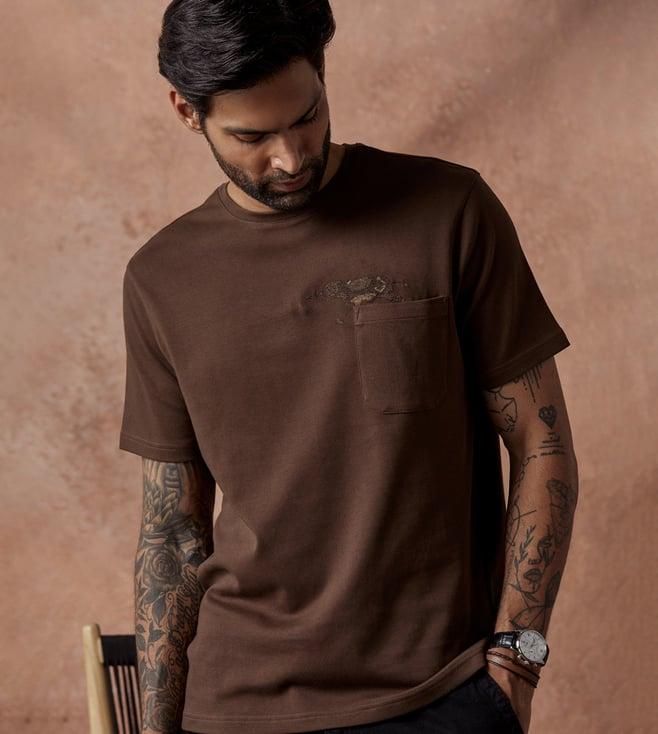 andamen brown escape men's half sleeve crew neck t-shirt - regular fit