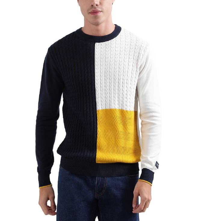 iconic multicolor self regular fit sweater