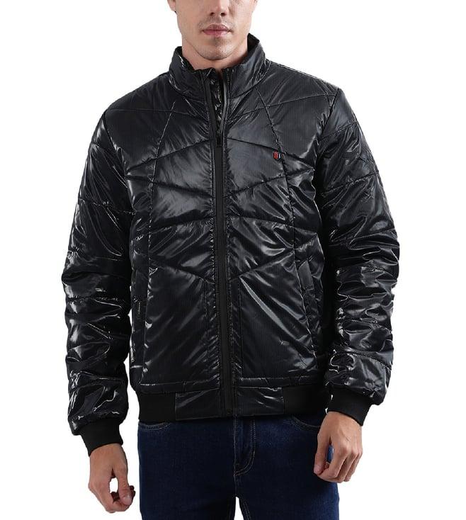 iconic black regular fit quilted jacket