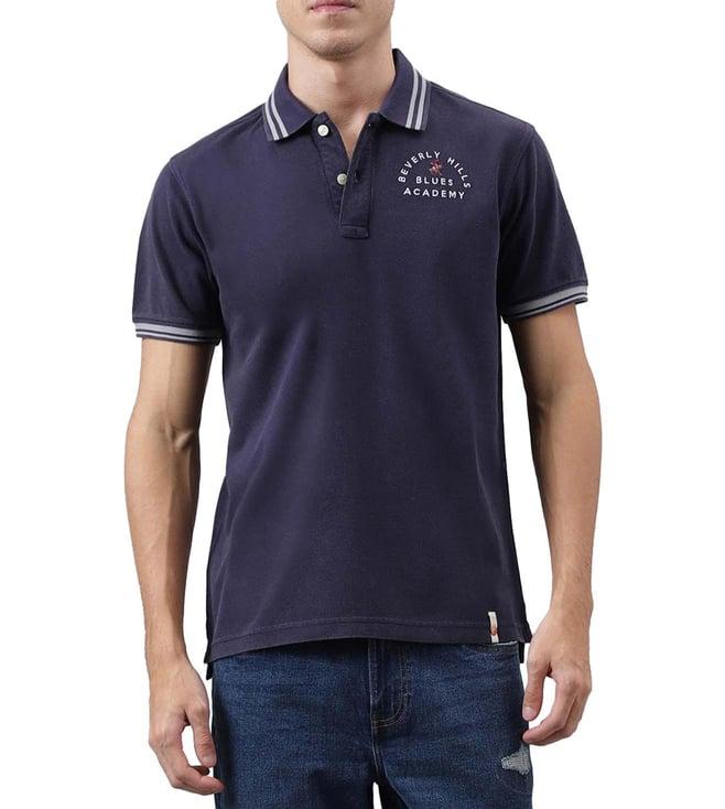 beverly hills polo club blue wash out regular fit polo t-shirts