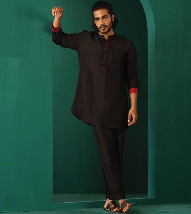 truebrowns black rutba kurta with pant