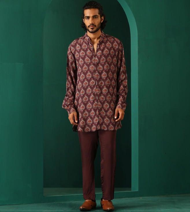 truebrowns deep purple rutba kurta with pant