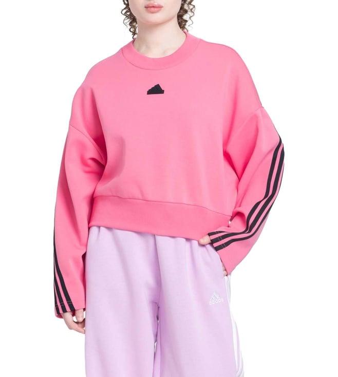 adidas pink stripes loose fit sweatshirt