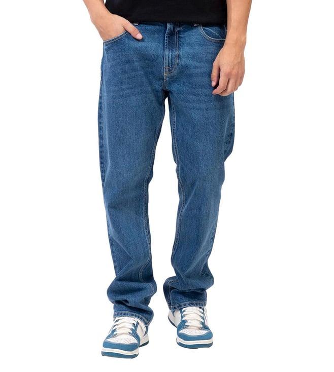 guess rodeo straight fit in mid lightly washed mid rise jeans