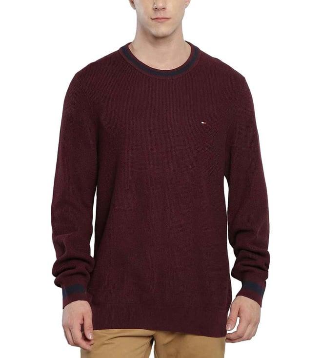 tommy hilfiger burgundy regular fit sweater