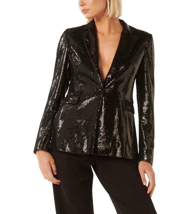 forever new black sabrina sequin embellished regular fit blazer