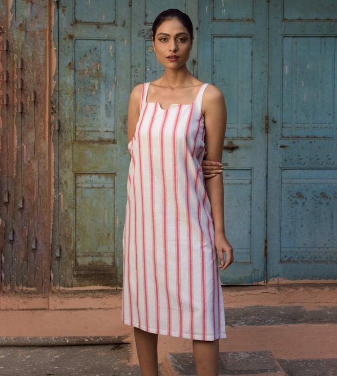 anushe pirani red & white fika slip dress