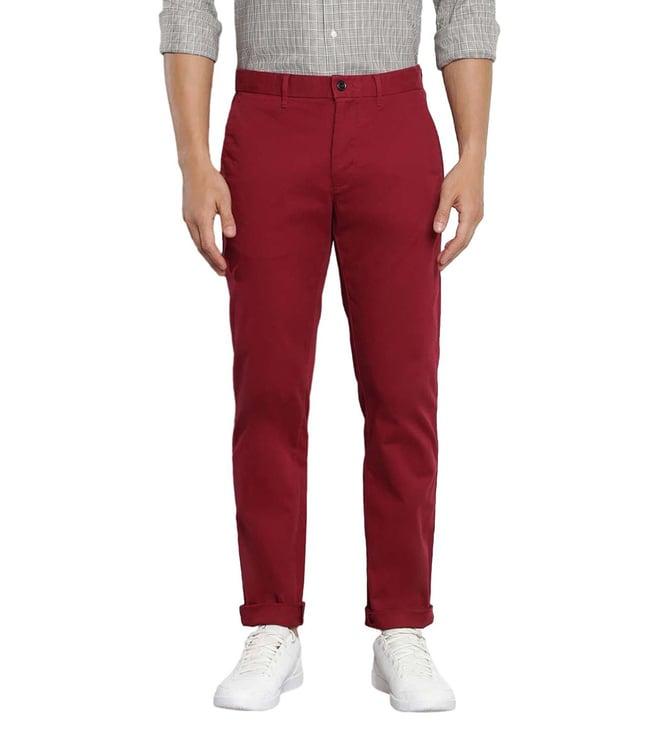 tommy hilfiger maroon regular fit chinos