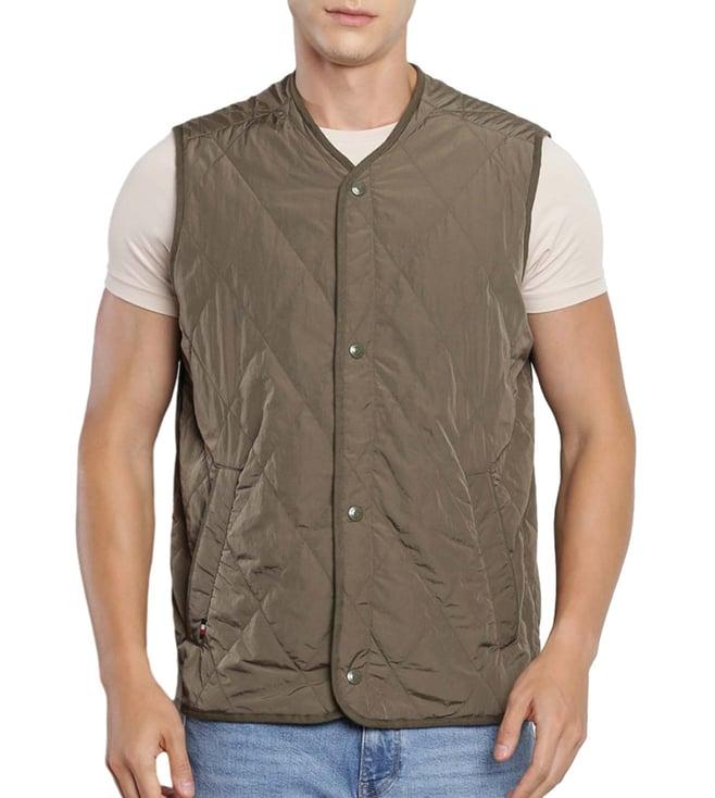 tommy hilfiger olive quilted regular fit gilet jacket